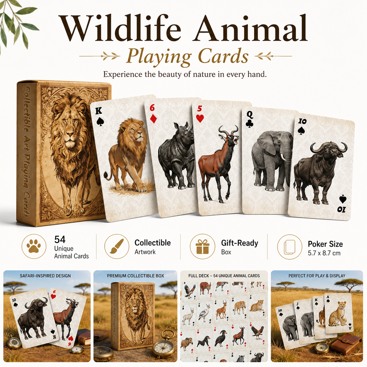 1A set Vintage Wildlife Animal - Vintage Collectible Playing Cards 리뷰 및 가격