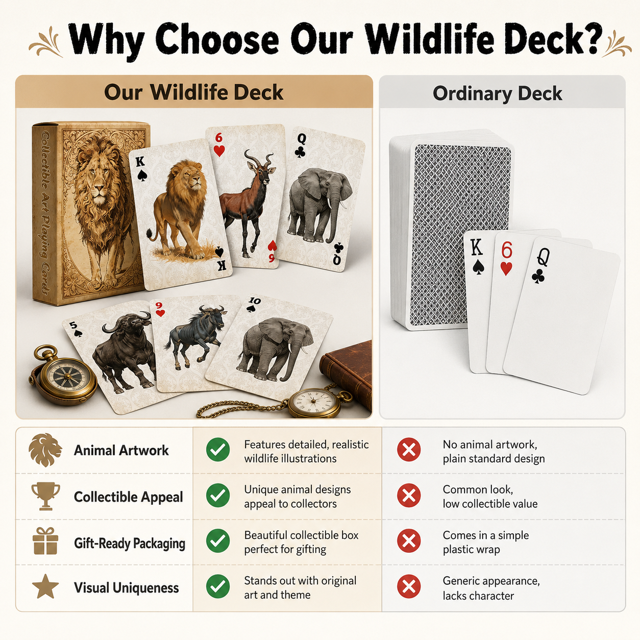 1A set Vintage Wildlife Animal - Vintage Collectible Playing Cards 리뷰 및 가격